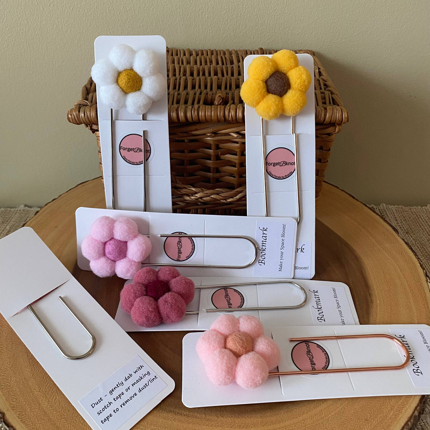 Flower Bookmark/ Oversized Paper Clip/ Pompom & Felt Flower