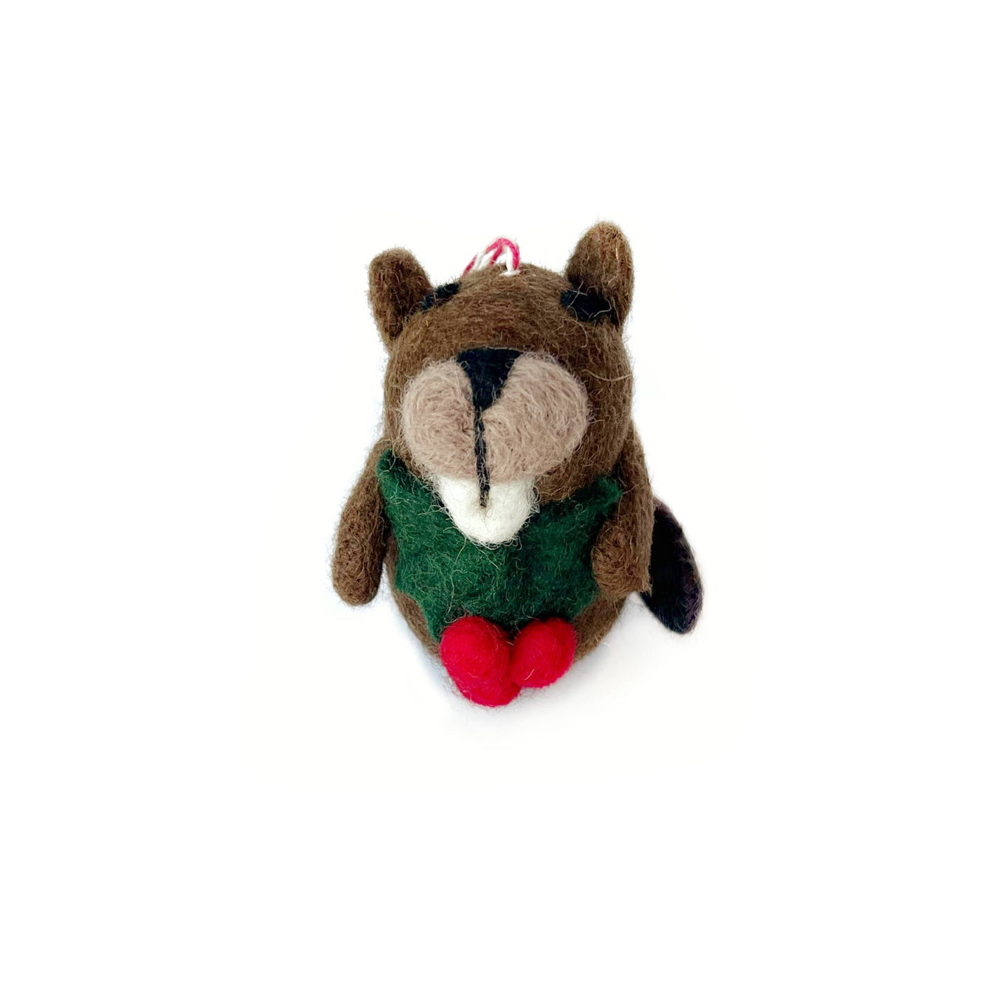 Beaver Tufted Wool Christmas Ornament