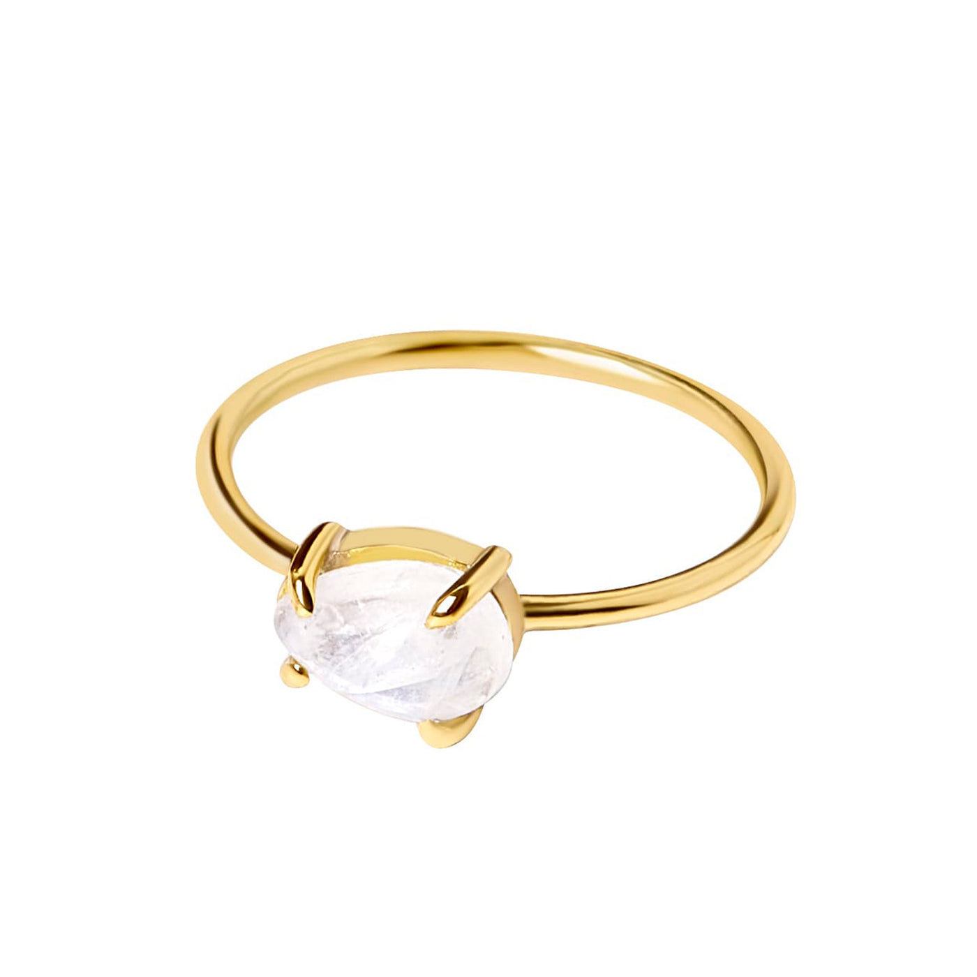Sabine | Oval moonstone on thin band Ring Bambu