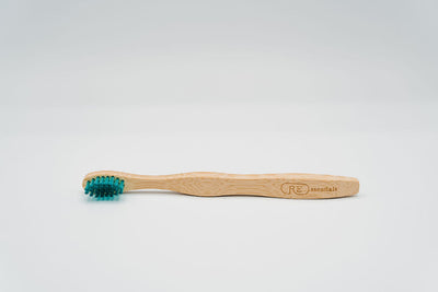 Eco-friendly kids bamboo toothbrush teal