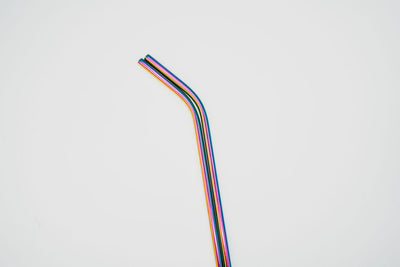 stainless steel reusable straw bent rainbow