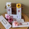 Flower Bookmark/ Oversized Paper Clip/ Pompom & Felt Flower 