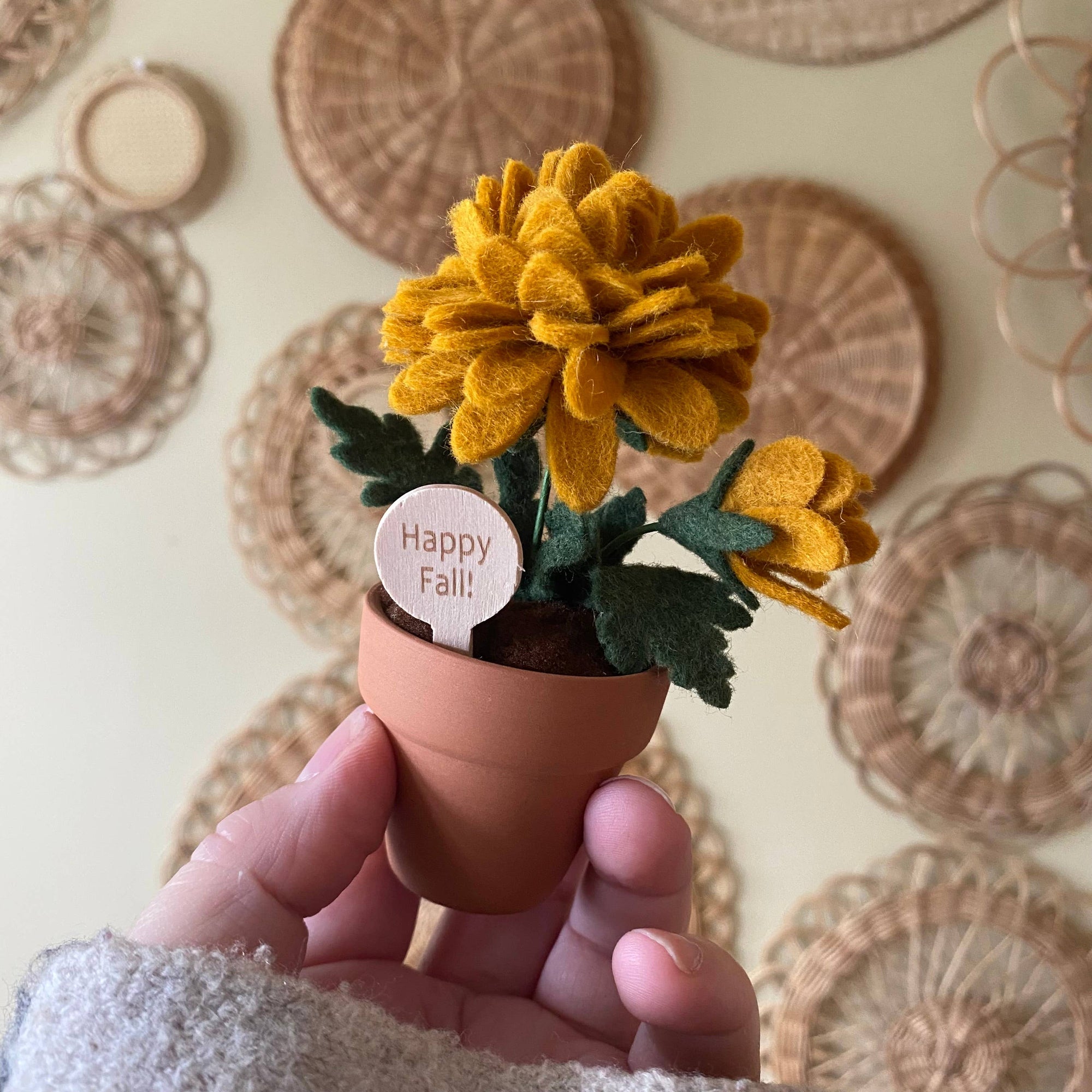 “Happy Fall” Various Handmade Felt Autumn Forever Flowers