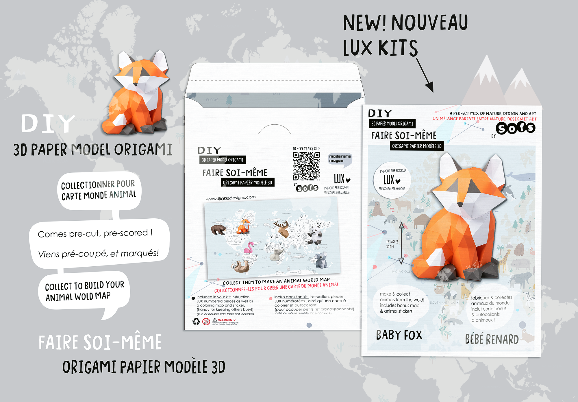 DIY Baby Fox 3D paper origami model Kit