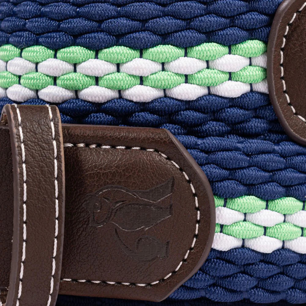Water Bottle Upcycled Woven Belt - Green Fine Stripe