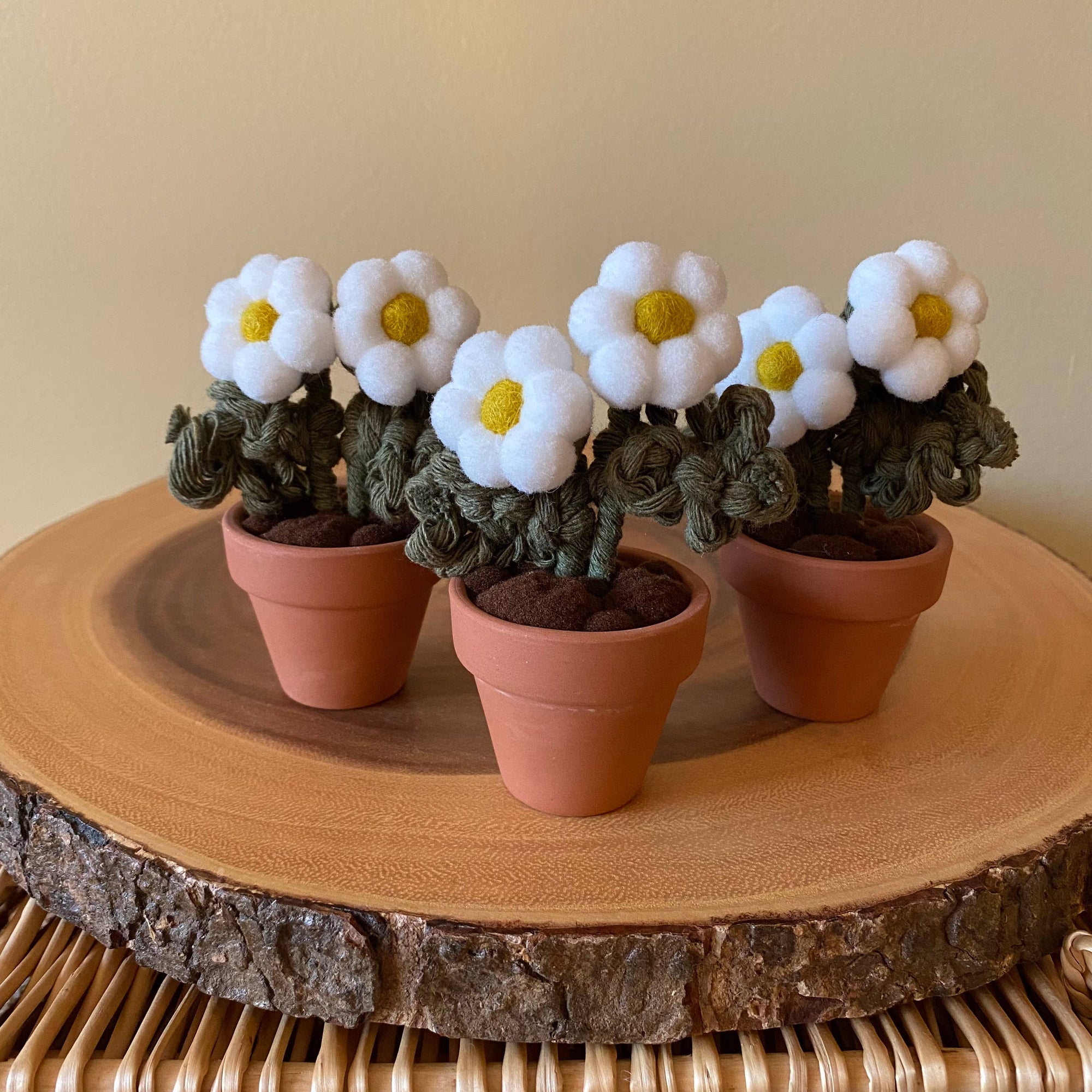 Double Flower Pompom, Felt & Macrame Forever Fibre Flower