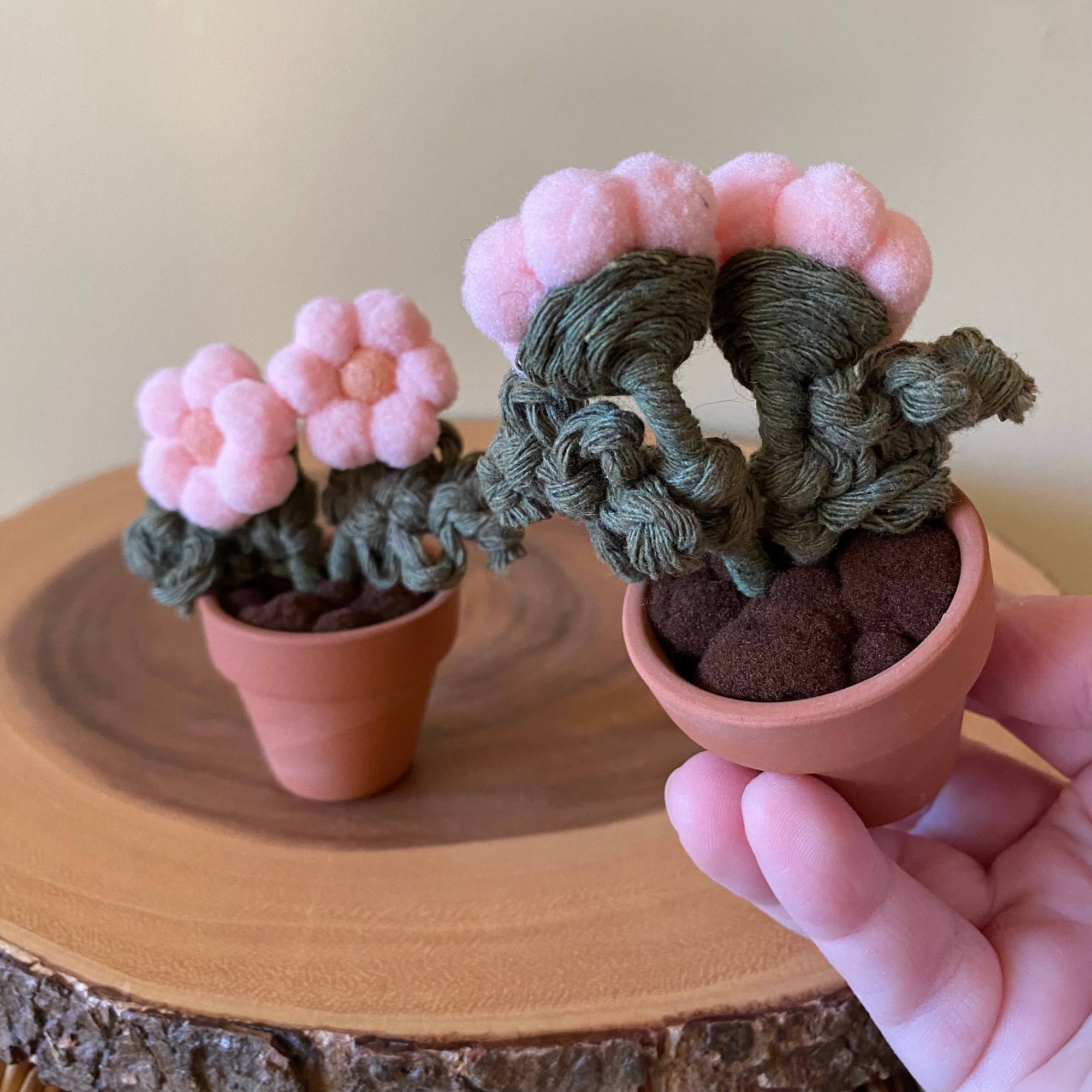 Double Flower Pompom, Felt & Macrame Forever Fibre Flower