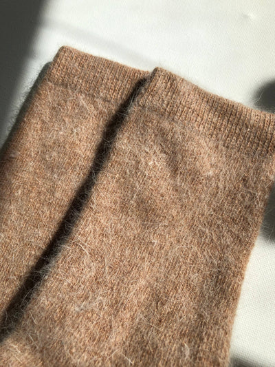 FLUFFY ANGORA SOCKS - NEUTRAL