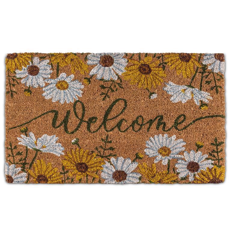 Welcome With Daisies Doormat