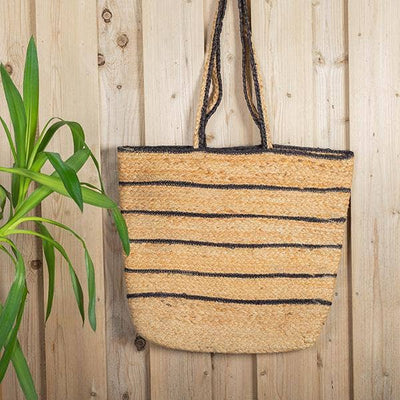 Jute Bag With Black Stripes