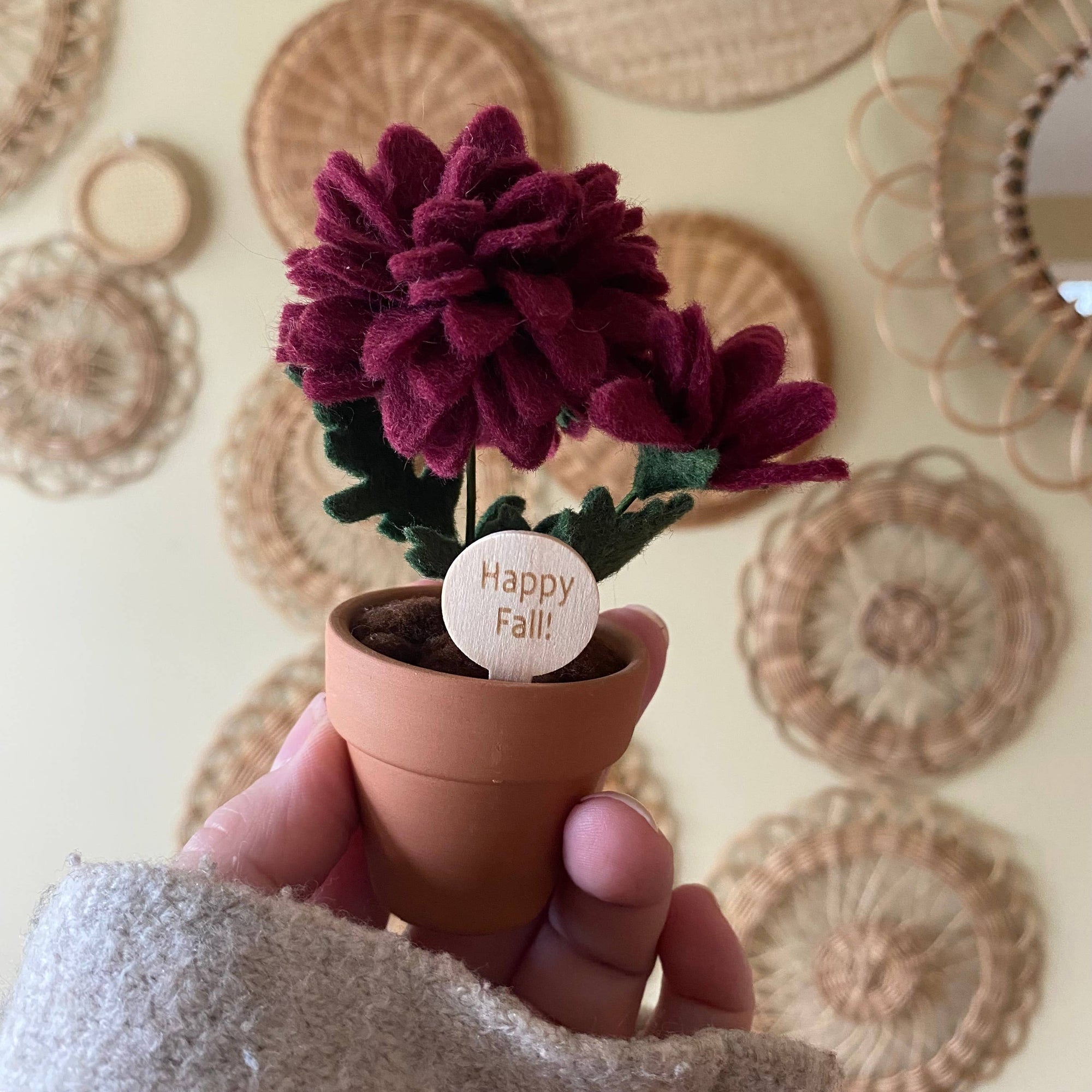 “Happy Fall” Various Handmade Felt Autumn Forever Flowers