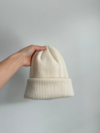 Italian Merino Wool Short Beanie - Cream