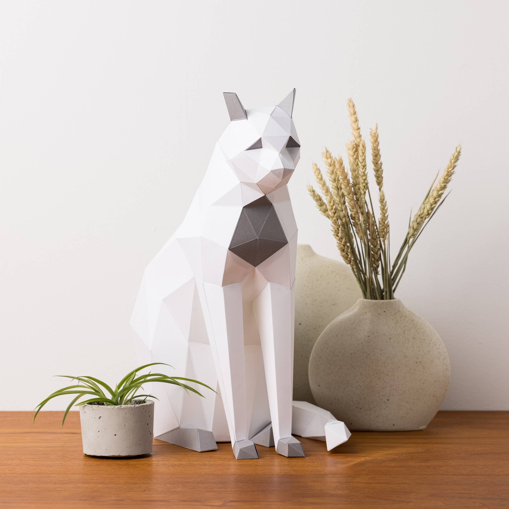DIY Sitting Cat 3D paper origami model Kit