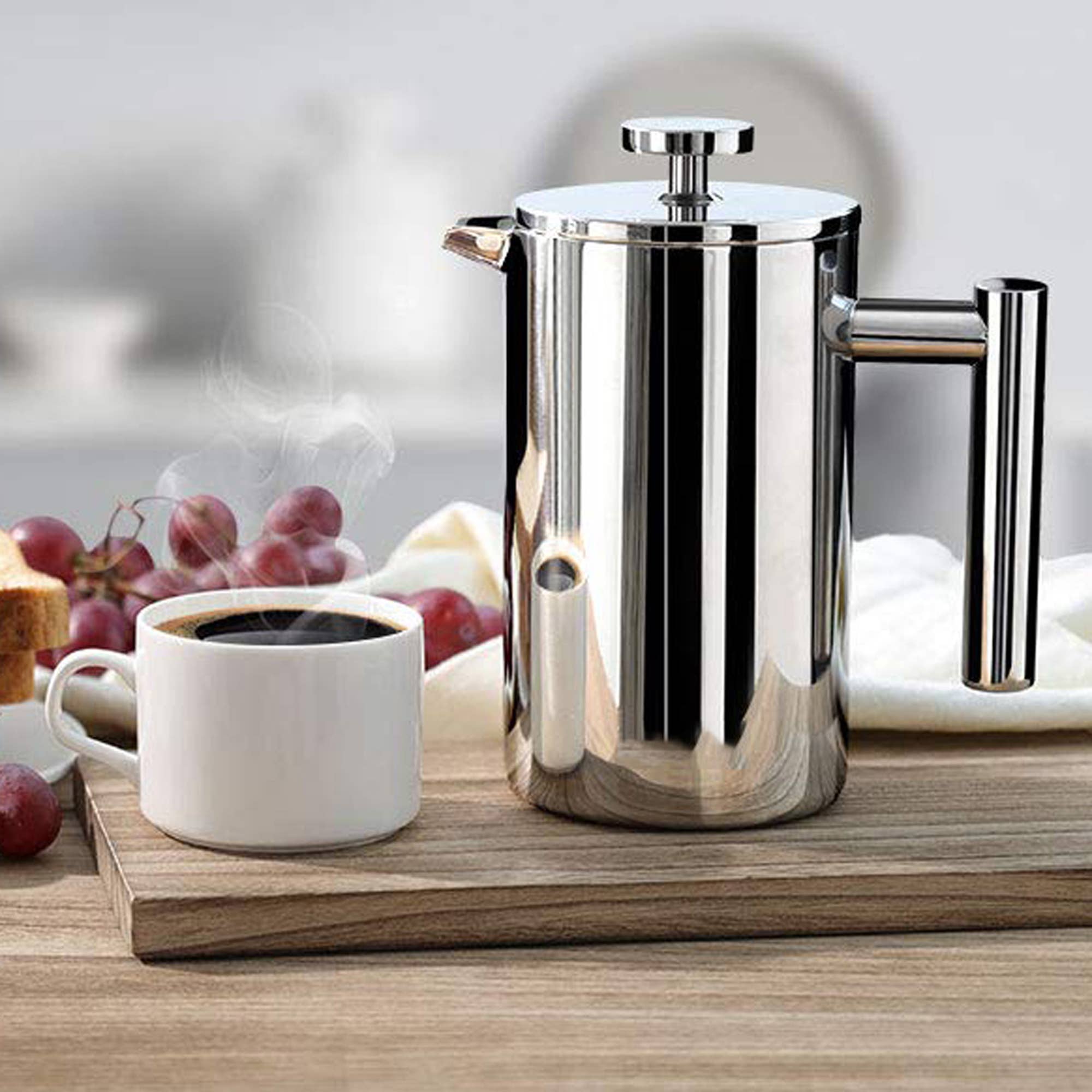 Minimal Stainless Steel Double Walled French Press