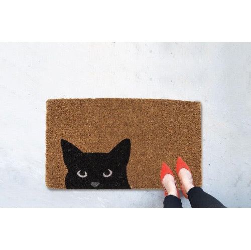 Peeking Cat doormat