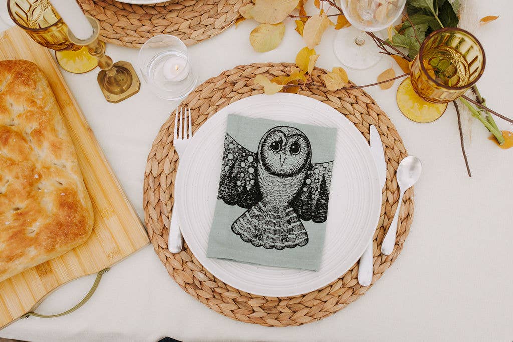 Skyline Owl Linen Blend Reusable Napkins Set of 2 - Your Green Kitchen