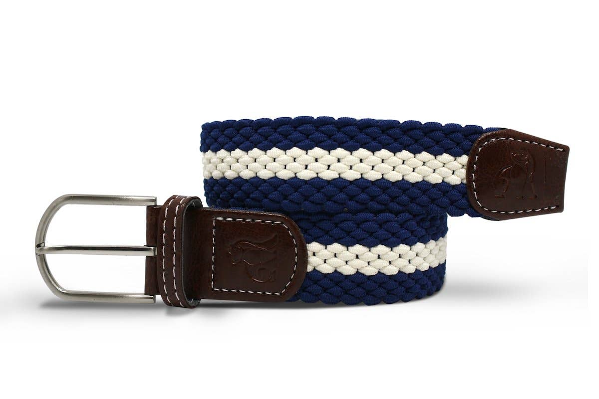 Upcycled Water bottle Belt - Blue / White Stripe