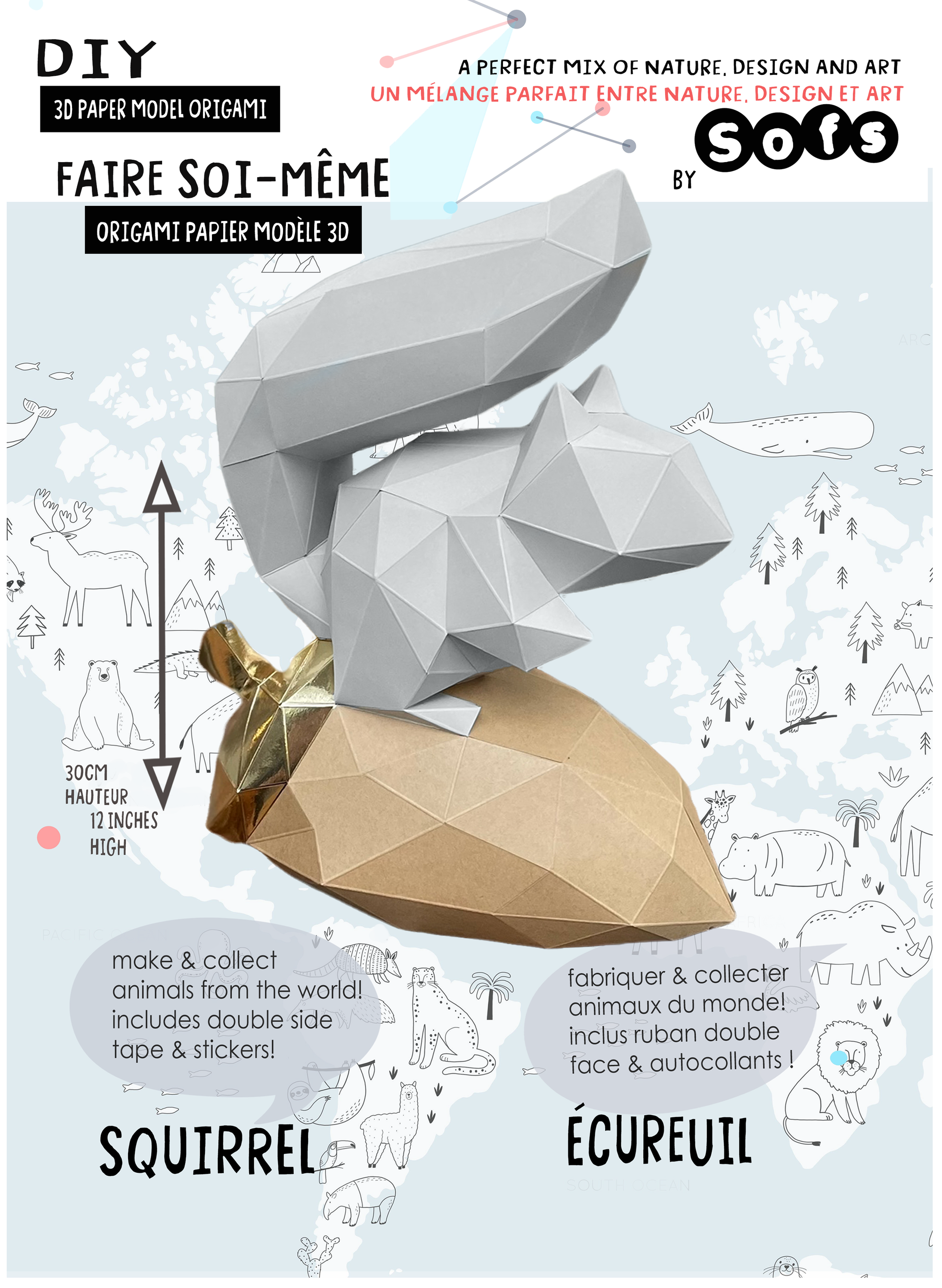 DIY Squirrel 3D paper origami model Kit