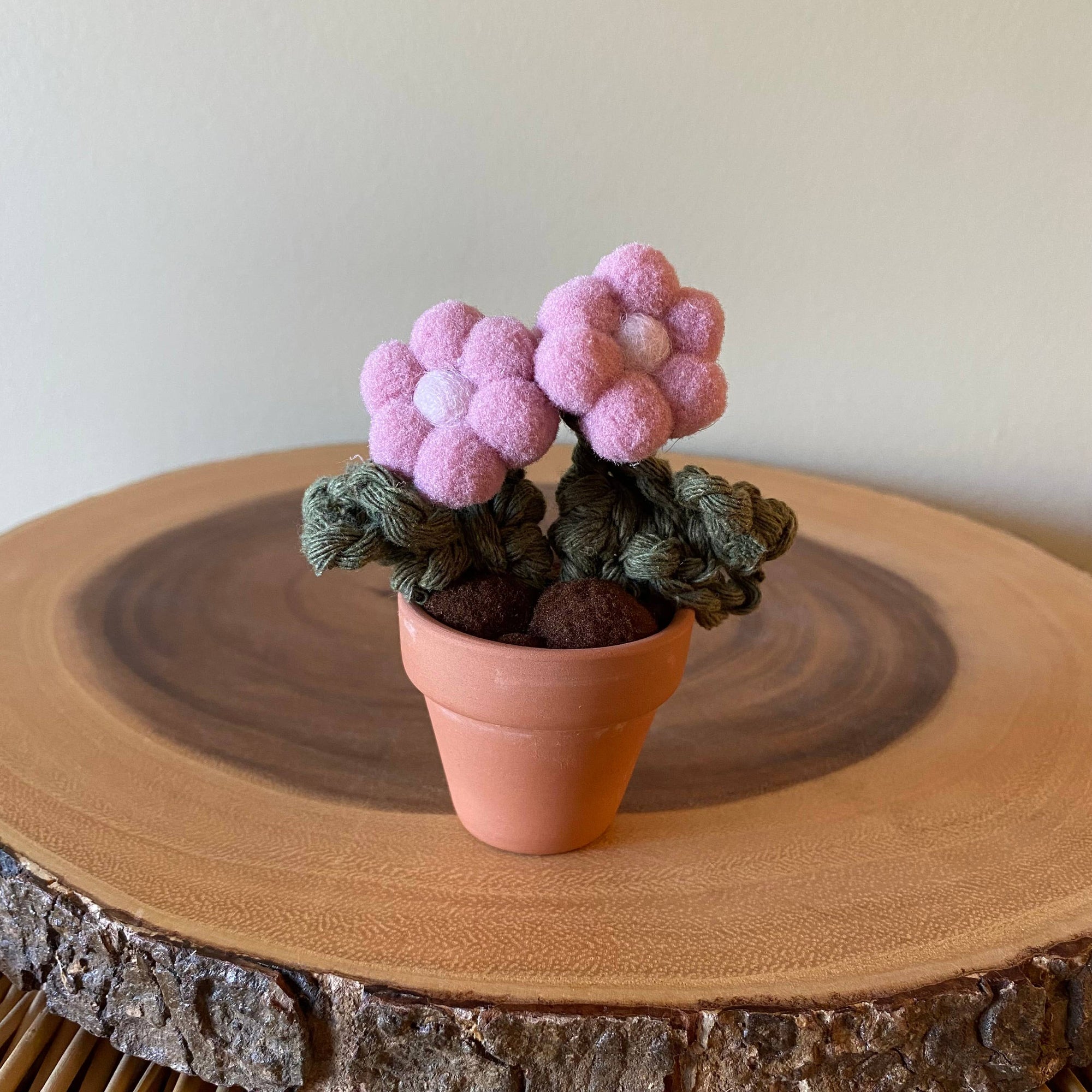 Double Flower Pompom, Felt & Macrame Forever Fibre Flower