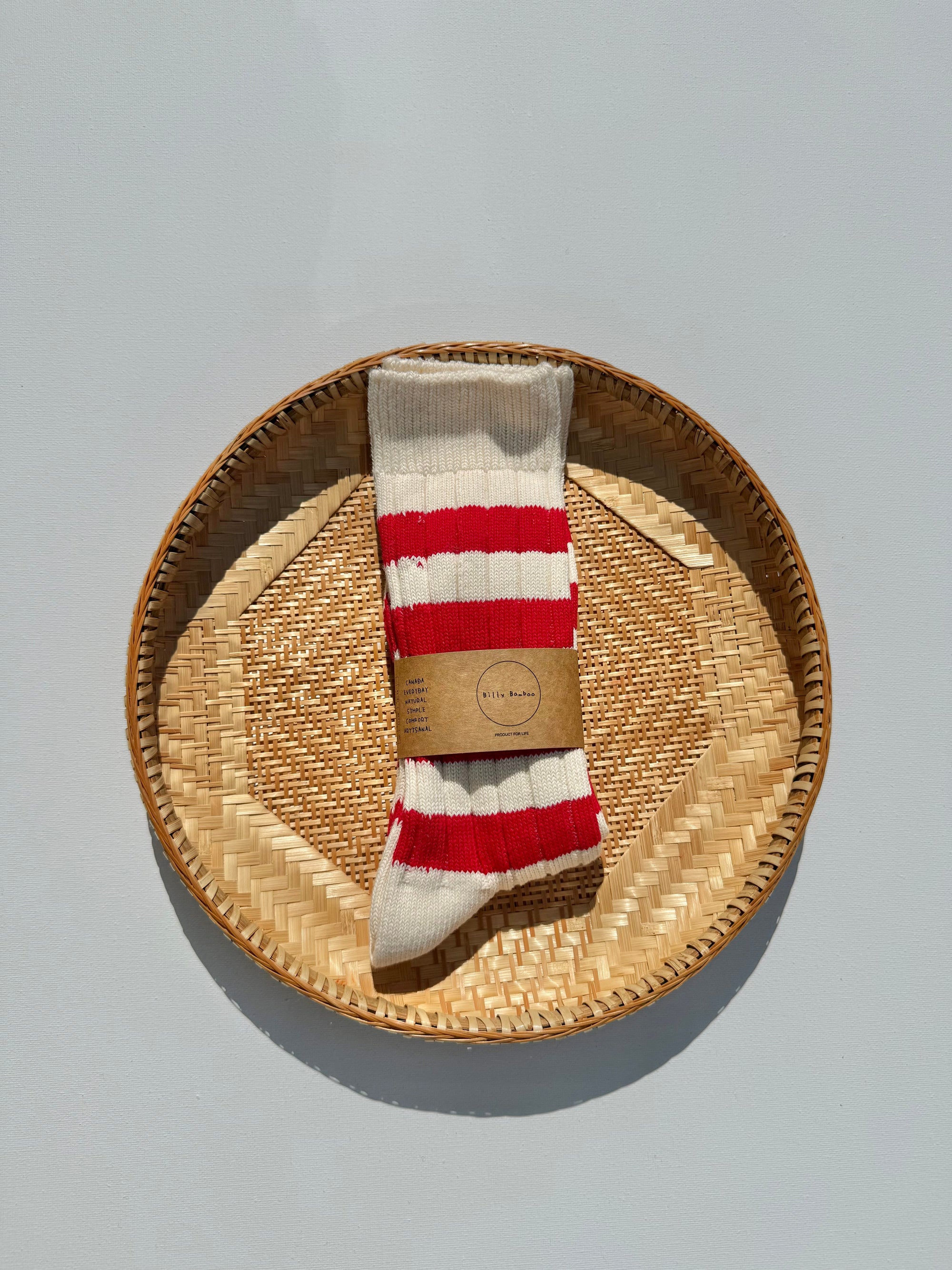 Colour Stripe High Socks in Red Apple