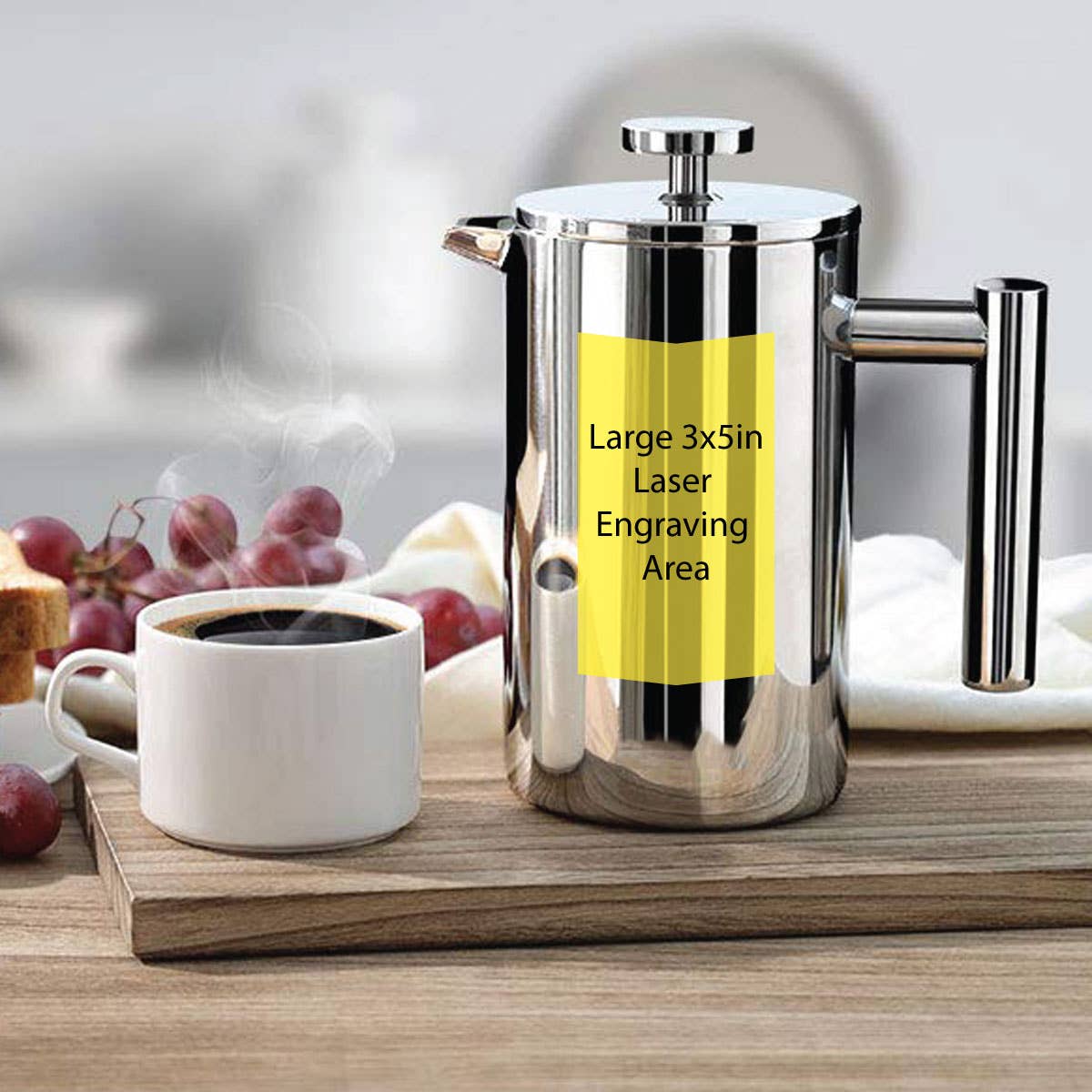 Minimal Stainless Steel Double Walled French Press