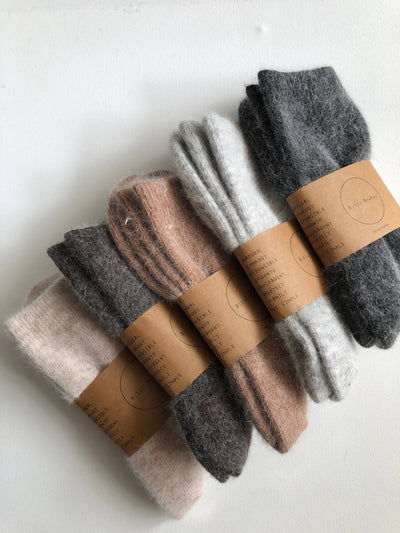 FLUFFY ANGORA SOCKS - NEUTRAL