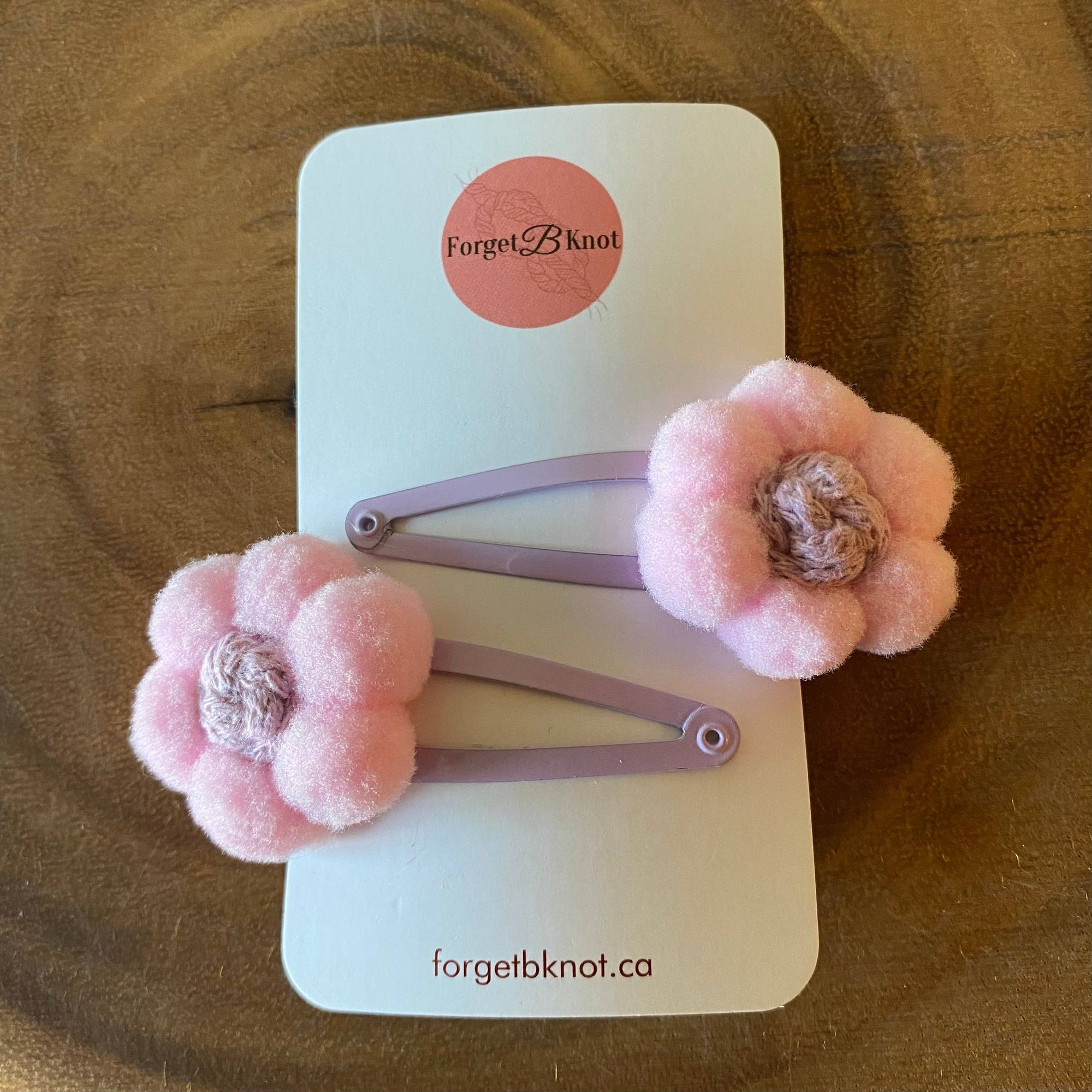 Hair Snap Clips: Handmade Macrame Knot & Pompom Flower Clips