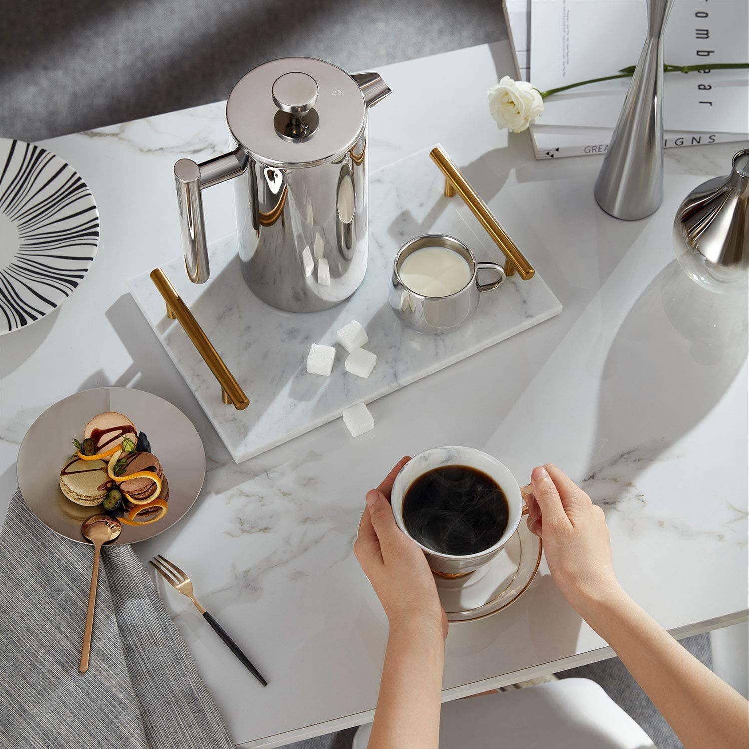 Minimal Stainless Steel Double Walled French Press