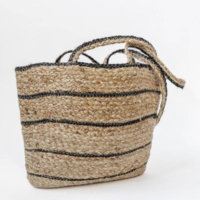 Jute Bag With Black Stripes
