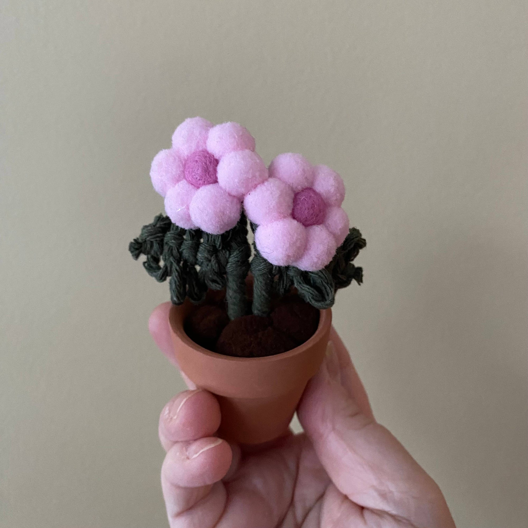 Double Flower Pompom, Felt & Macrame Forever Fibre Flower