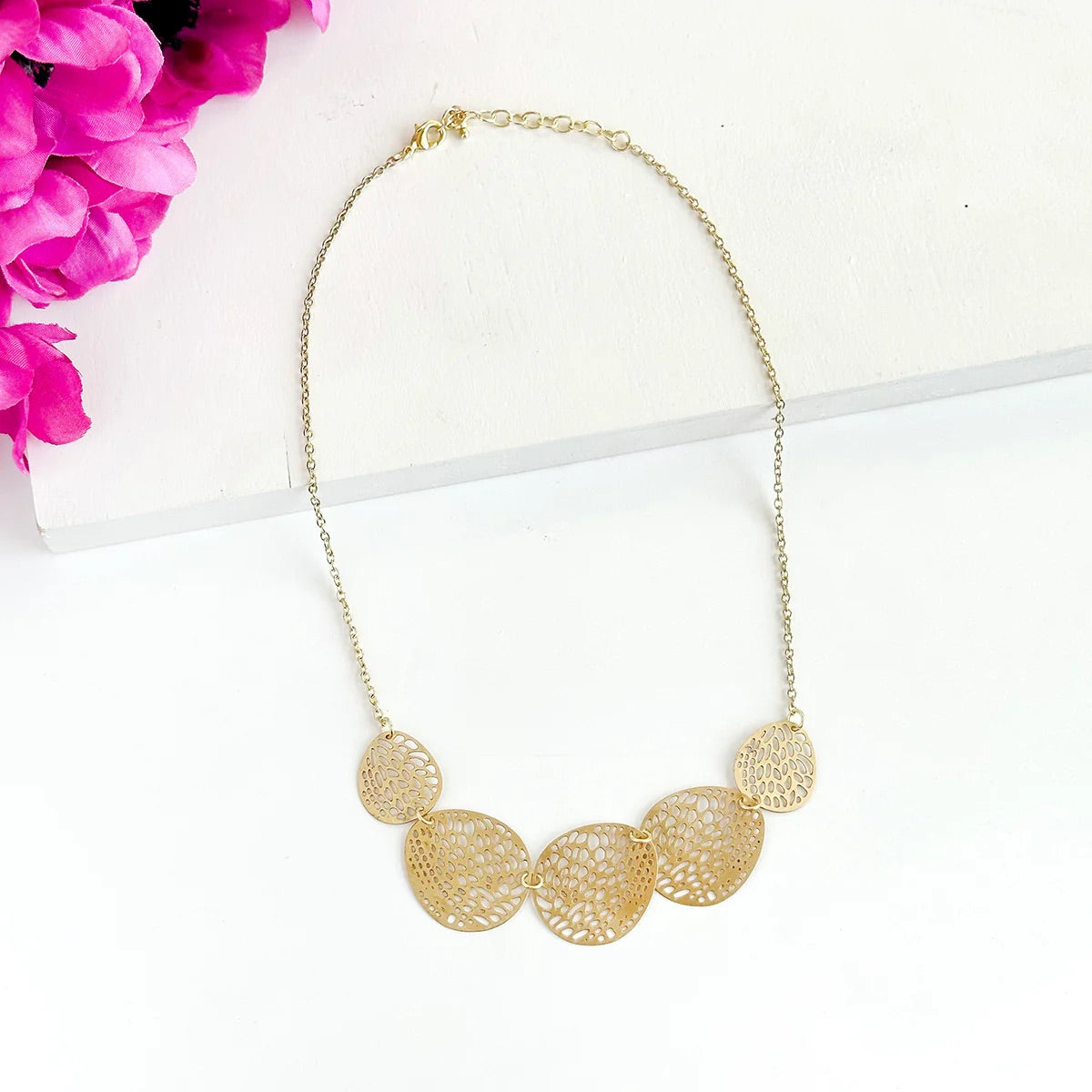 Stenciled Leaf Necklace - World Finds