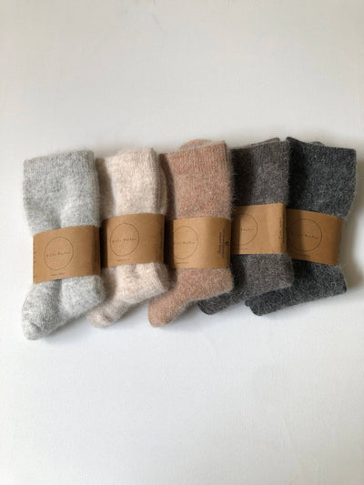 FLUFFY ANGORA SOCKS - NEUTRAL