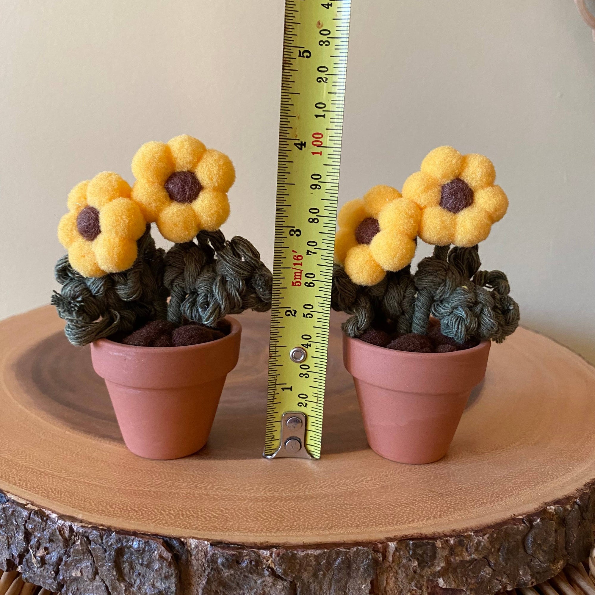 Double Flower Pompom, Felt & Macrame Forever Fibre Flower