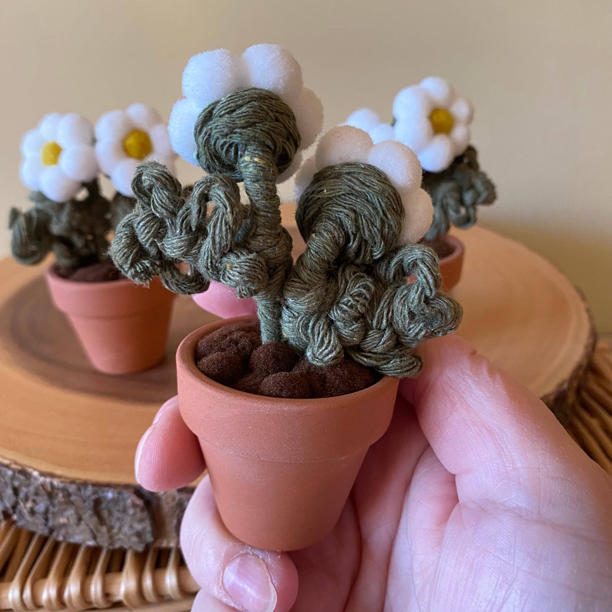 Double Flower Pompom, Felt & Macrame Forever Fibre Flower