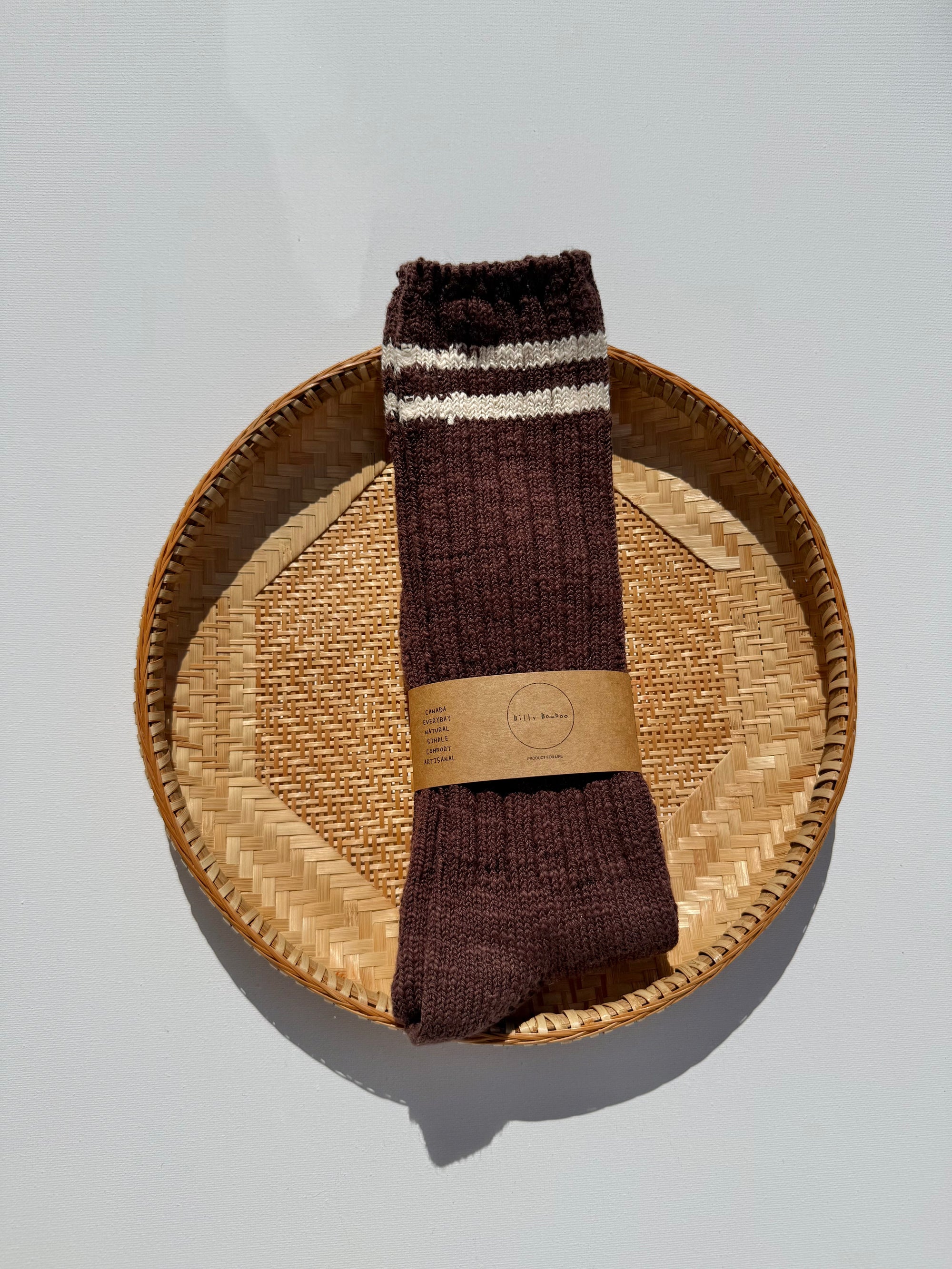 Slub Cotton College Socks - Cocoa