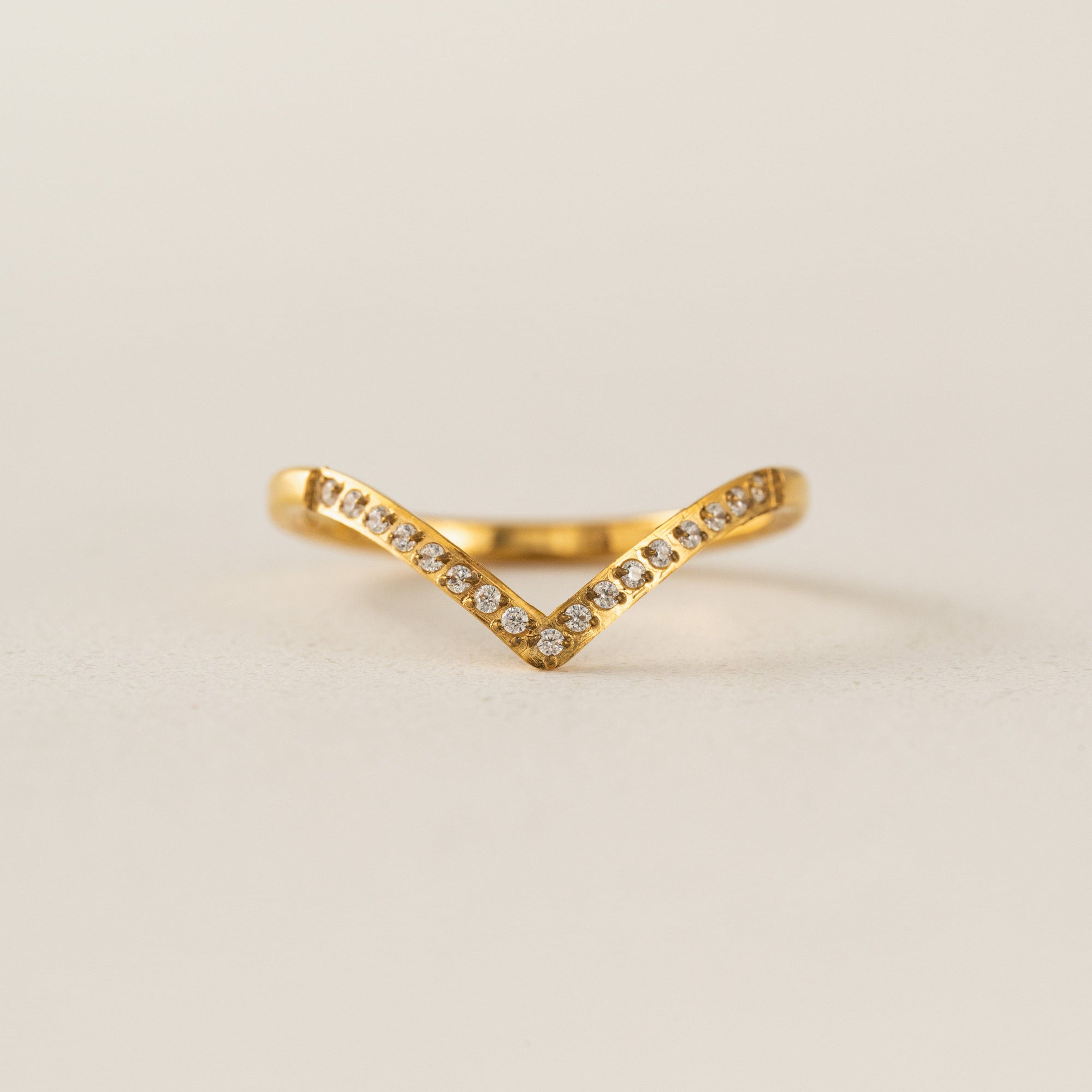 Chevron CZ ring in gold by Lover's Tempo, close-up