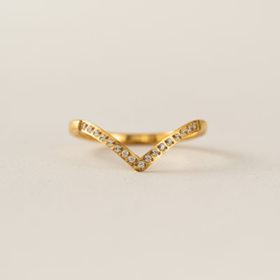 Chevron CZ ring in gold by Lover's Tempo, close-up