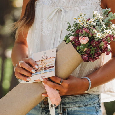 K'lani Bloom bracelet closeup featuring fresh pressed flowers