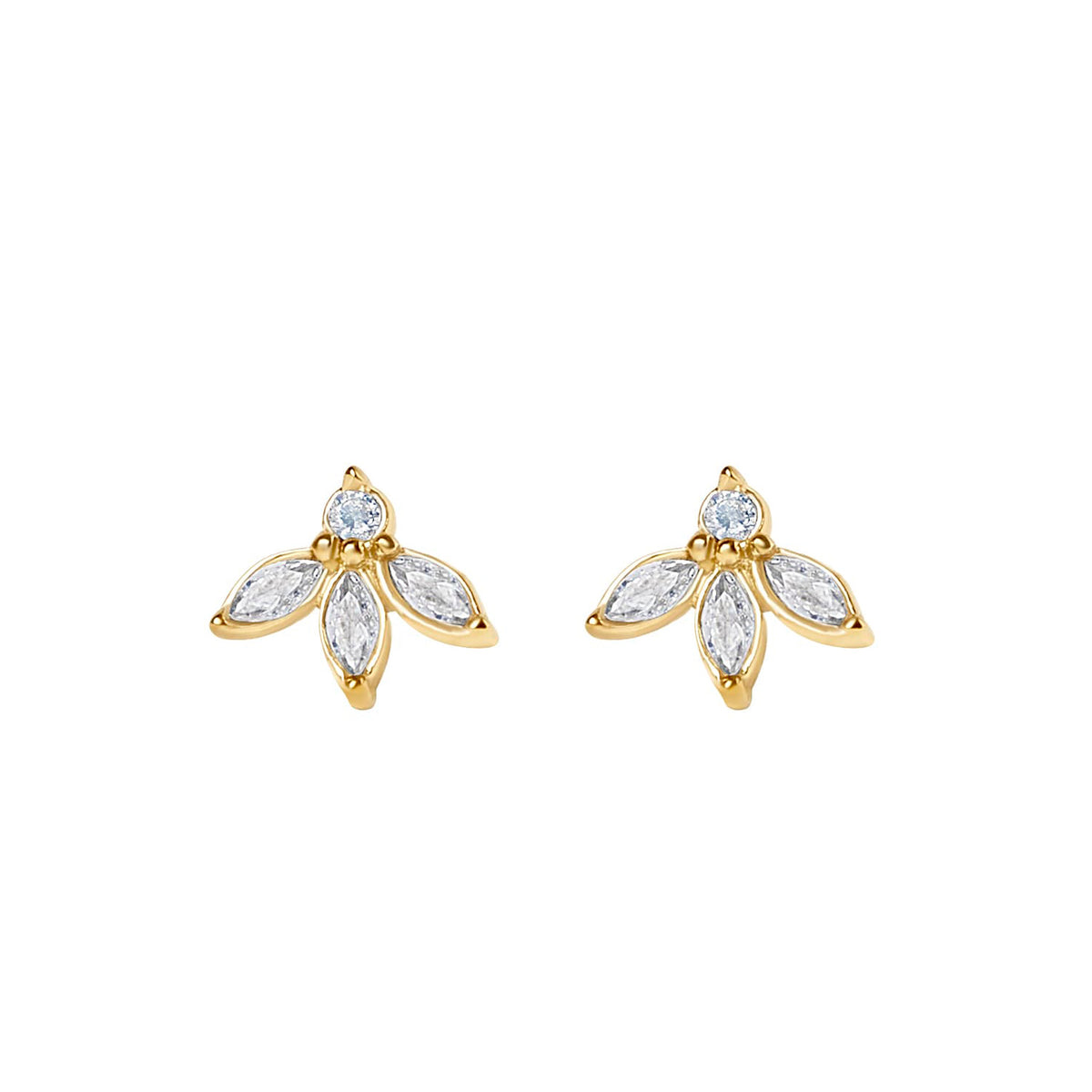 Daisy | Demi-Fine Tri-Leaf Earrings - Bambu