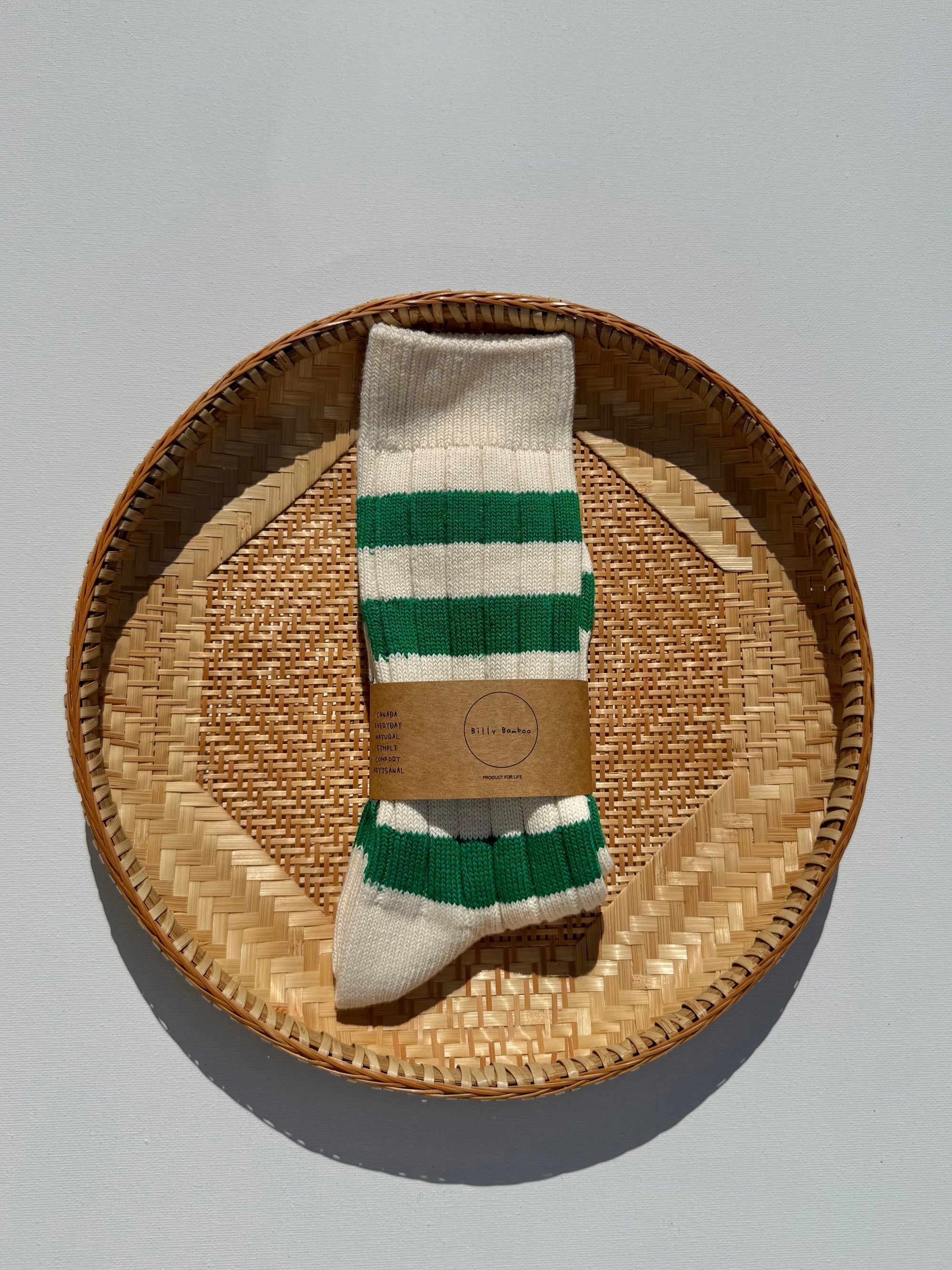 Colour Stripe High Socks in Green Forest