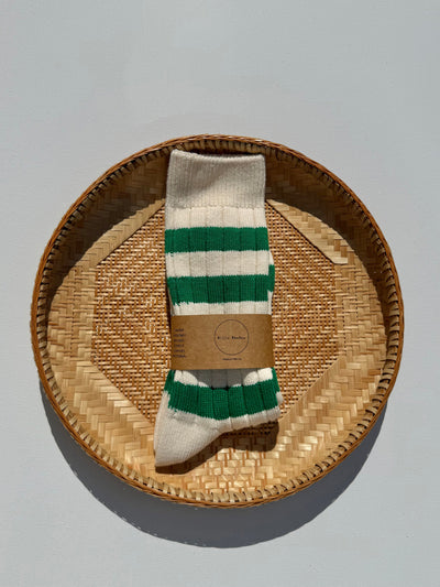 Colour Stripe High Socks in Green Forest