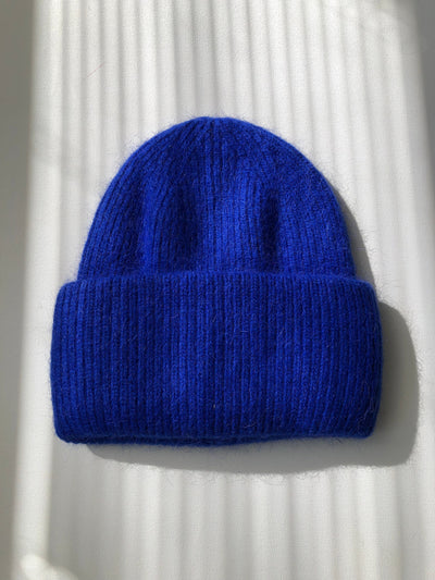 Royal Angora Wool Beanie - Royal blue