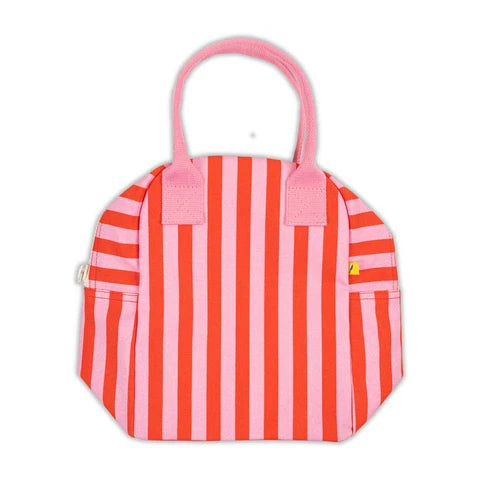 Zipper Lunch Bag: Awning Stripe Pink  -Fluf