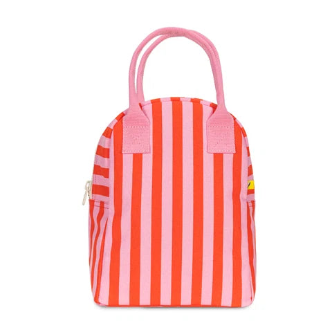 Zipper Lunch Bag: Awning Stripe Pink  -Fluf
