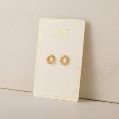 Halo stud earrings in gold by Lover's Tempo, side view