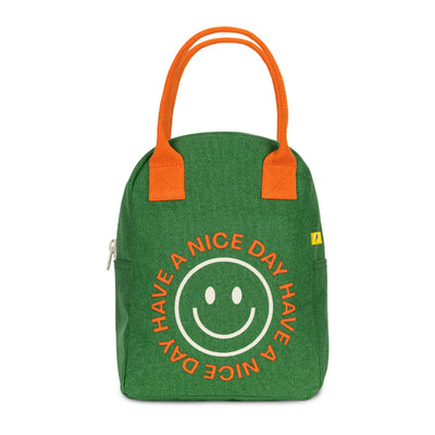 Zipper Lunch Bag: ‘Have A Nice Day’ Green - Fluf