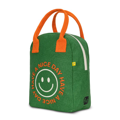 Zipper Lunch Bag: ‘Have A Nice Day’ Green - Fluf