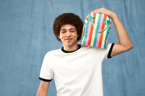 Zipper Lunch Bag: Three Stripe   -Fluf