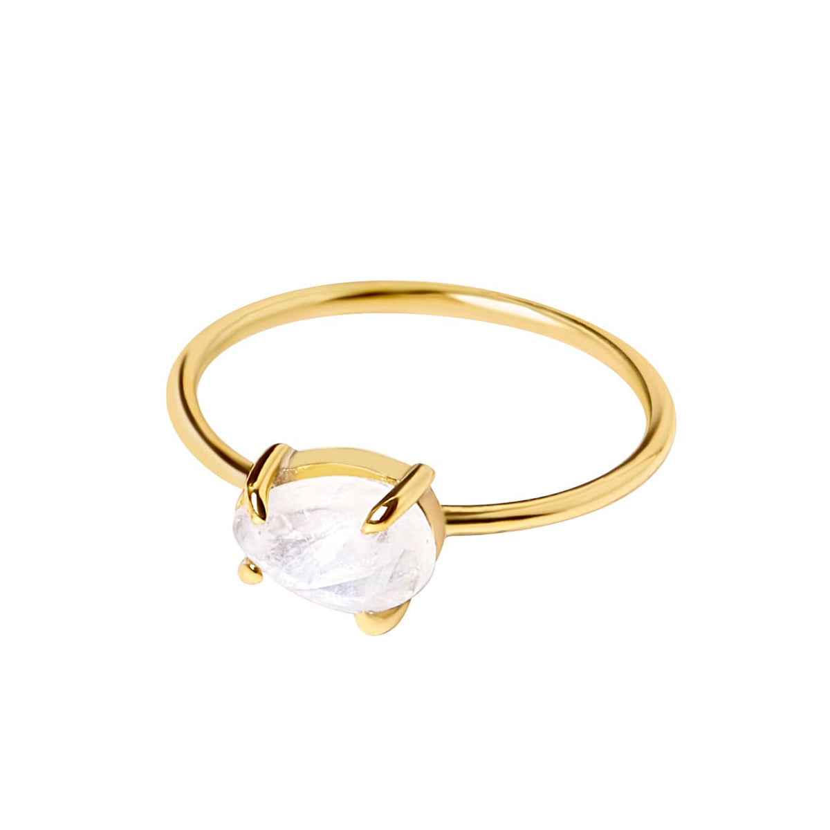 Sabine | Oval moonstone on thin band Ring  Bambu