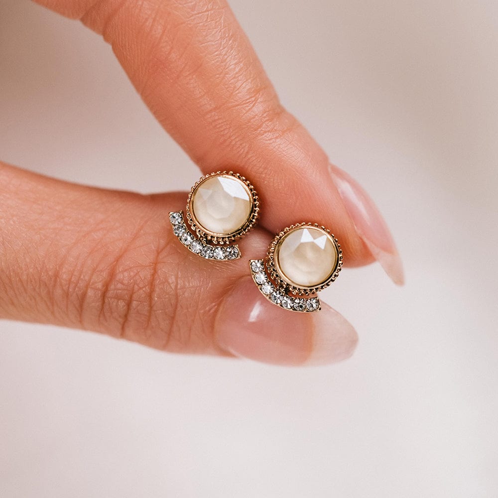 Mimosa post earrings in champagne by Lover's Tempo, close-up